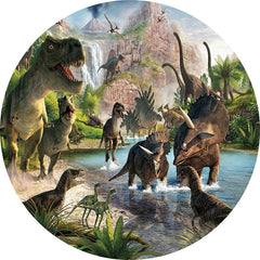 Grün Dinosaurier Wort Thema Runden Geburtstag Hintergrund Bausatz