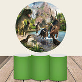 Grün Dinosaurier Wort Thema Runden Geburtstag Hintergrund Bausatz