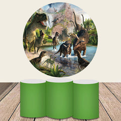 Grün Dinosaurier Wort Thema Runden Geburtstag Hintergrund Bausatz