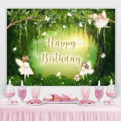 Grün Wald Schmetterling Fee Glücklich Geburtstag Hintergrund