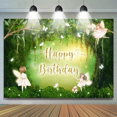 Grün Wald Schmetterling Fee Glücklich Geburtstag Hintergrund
