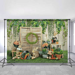 Grün Garten Mit Schön Kaninchen Glücklich Ostern Hintergrund
