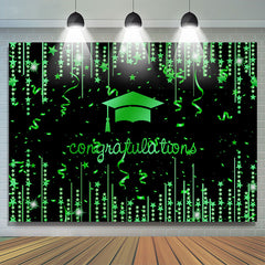 Grün Funkeln Stern Herzlichen Glückwunsch Grad Schwarz Hintergrund