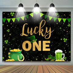 Grün Gras Und Gold Glücklich Eins Glücklich Geburtstag Hintergrund