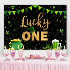 Grün Gras Und Gold Glücklich Eins Glücklich Geburtstag Hintergrund