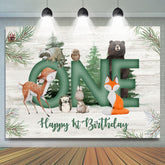 Grün Dschungel Tiere Kinder Glücklich 1 Geburtstag Hintergrund