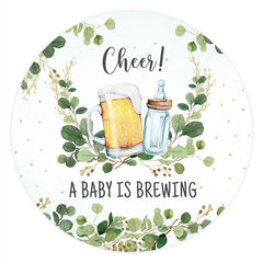 Grün Blatt A Baby Ist Brauen Runden Baby Dusche Hintergrund