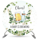 Grün Blatt A Baby Ist Brauen Runden Baby Dusche Hintergrund