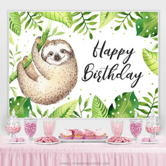 Grün Blatt Und Tier Glücklich Geburtstag Hintergrund Für Kinder