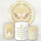 Grün Blätter Und Winkel Runden Baby Dusche Hintergrund Bausatz