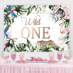 Grün Blätter Und Tiere Wild 1 Geburtstag Hintergrund
