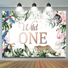 Grün Blätter Und Tiere Wild 1 Geburtstag Hintergrund