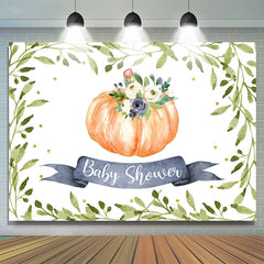 Grün Blätter Und Blumen Kürbis Babydusche Hintergrund