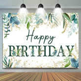 Grün Blätter Und Gold Funkeln Glücklich Geburtstag Hintergrund