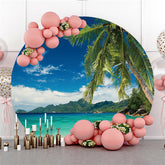 Grün Blätter Und Berg Runden Sommer Strand Hintergrund