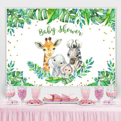 Grün Blätter Und Tiere babydusche Hintergrund für Junge