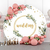 Grün Blätter Boho Thema Runden Hochzeit Hintergrund Abdeckung