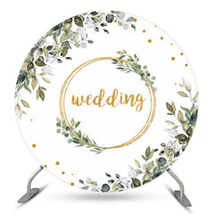 Grün Blätter Boho Thema Runden Hochzeit Hintergrund Abdeckung