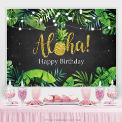 Grün Blätter Funkeln Alha Schwarz Glücklich Geburtstag Hintergrund