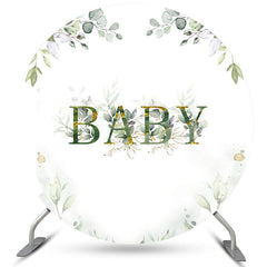 Grün Blätter Funkeln Runden Baby Dusche Hintergrund Banner
