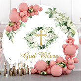 Grün Blätter Runden Gold Funkeln Babydusche Hintergrund