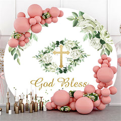 Grün Blätter Runden Gold Funkeln Babydusche Hintergrund