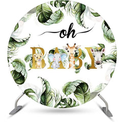 Grün Blätter Safari Boho Runden Babydusche Hintergrund