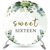 Grün Blätter Süß 16 Glücklich Geburtstag Runden Hintergrund