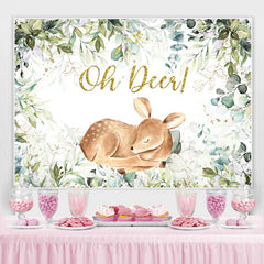Grün Pflanzen Oh Reh Baby Dusche Hintergrund Für Jungen