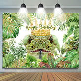 Grün Pflanzen Mit Schlange Thema Glücklich Geburtstag Hintergrund