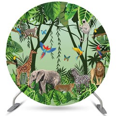 Grün Regenwald Tiere Geburtstag Runden Party Hintergrund