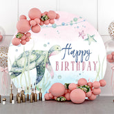 Grün Meer Schildkröte Seestern Boho Kreis Geburtstag Hintergrund