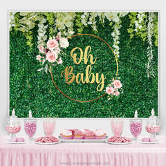 Grün Frühling Mit Blumen Babydusche Hintergrund