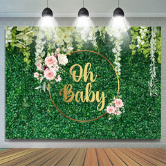 Grün Frühling Mit Blumen Babydusche Hintergrund