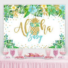 Grün Tropisch Anlage Golden Aloha babydusche Hintergrund