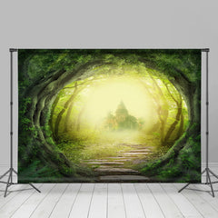 Grün Wunderland Wald Schloss Bokeh Frühling Hintergrund