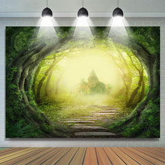 Grün Wunderland Wald Schloss Bokeh Frühling Hintergrund