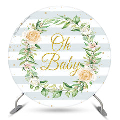 Grün Weiß Blumen Runden Babydusche Hintergrund Abdeckung