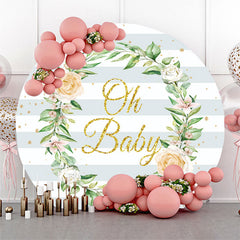 Grün Weiß Blumen Runden Babydusche Hintergrund Abdeckung