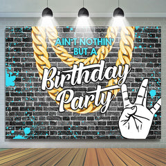 Grau Ziegel Mit Blau Graffiti Geburtstag Party Hintergrund