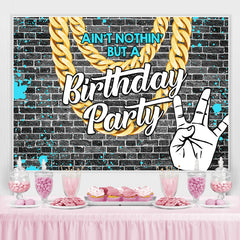 Grau Ziegel Mit Blau Graffiti Geburtstag Party Hintergrund