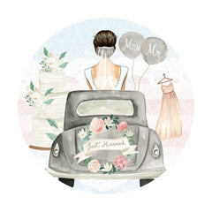 Grau Auto Kleid Rosa Blumen Kreis Hochzeit Hintergrund