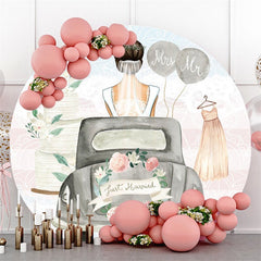Grau Auto Kleid Rosa Blumen Kreis Hochzeit Hintergrund