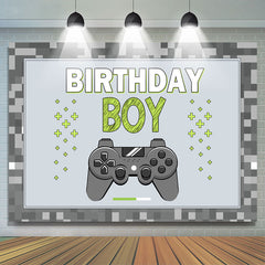 Grau Spiel Maschine Glücklich Geburtstag Party Hintergrund Für Junge
