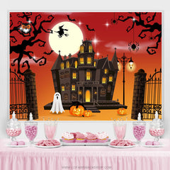 Halloween Thema Haus Rot Mit Orange Babydusche Hintergrund