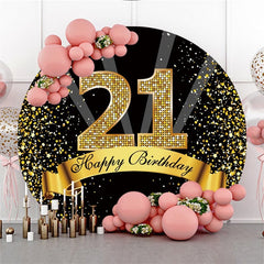 Glücklich 21 Geburtstag Gold Schleife Runden Hintergründe