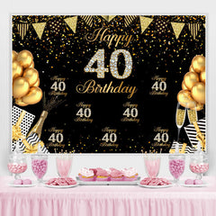 Glücklich 40 Geburtstag Schwarz Und Golden Ballon Hintergrund