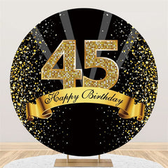 Glücklich Geburtstag 45 Party Schwarz Gold Funkeln Runden Hintergründe