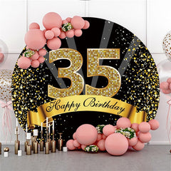 Glücklich Geburtstag für 35 Schwarz Gold Funkeln Runden Hintergründe