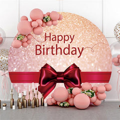 Glücklich Geburtstag Rot Bogen Schleife Funkeln Bokeh Runden Hintergründe